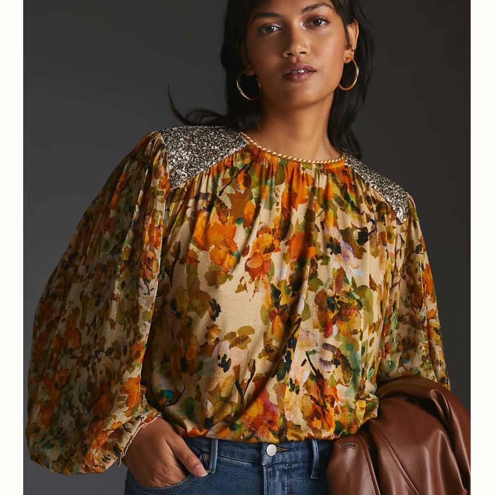 Anthropologie Multicolor Floral Blouse